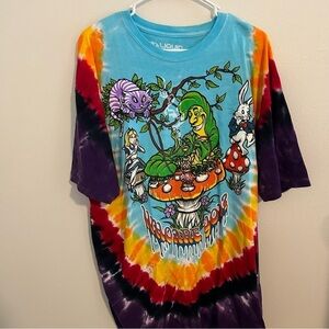 2014 Alice In Wonderland Who Are You Tie Dye Shirt Size XXL Liquid Blue